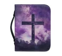 Ceudet Housse de bible avec poignée, étui de transport pour livre d'église, sac d'église, protection avec poche zippée, accessoires d'étude biblique, protection de livre pour les amateurs de livres,