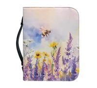 Ceudet Housse de bible avec poignée, étui de transport pour livres d'église, sac d'église, avec poche zippée, accessoires d'étude biblique, protection de livre pour les amateurs de livres, papillon