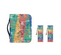 Ceudet Housse de bible colorée en forme de cœur pour femme - Étanche - En cuir synthétique - Avec poche zippée et marque-page - Taille XXL, Palmier coloré, M-9.2"x6.3"x1.6"