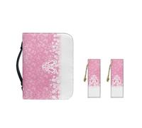 Ceudet Housse de bible colorée en forme de cœur pour femme - Étanche - En cuir synthétique - Avec poche zippée et marque-page - Taille XXL, Découpe de papier lapin rose, L-10.2"x7"x1.9"