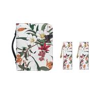 Ceudet Housse de bible colorée en forme de cœur pour femme - Étanche - En cuir synthétique - Avec poche zippée et marque-page - Taille XXL, blanc fleur, M-9.2"x6.3"x1.6"