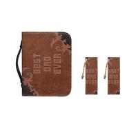 Ceudet Housse de bible de Pâques en cuir synthétique imperméable avec poche zippée et marque-page, taille 2XL, Imprimé marron., M-9.2"x6.3"x1.6"