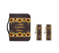 Ceudet Housse de bible de Pâques en cuir synthétique imperméable avec poche zippée et marque-page, taille 2XL, Croix de tournesol de Pâques, L-10.2"x7"x1.9"