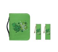 Ceudet Housse de bible de Pâques en cuir synthétique imperméable avec poche zippée et marque-page, taille 2XL, St. Patrick Green Lucky Grass, M-9.2"x6.3"x1.6"