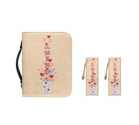 Ceudet Housse de bible de Pâques en cuir synthétique imperméable avec poche zippée et marque-page, taille 2XL, Bocal en verre Love, M-9.2"x6.3"x1.6"