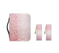 Ceudet Housse de bible de Pâques en cuir synthétique imperméable avec poche zippée et marque-page, taille 2XL, Cœur d'amour brillant pour la Saint-Valentin, M-9.2"x6.3"x1.6"