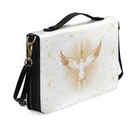 Ceudet Housse de Bible de style aztèque pour femmes et filles, sac fourre-tout en cuir synthétique avec bandoulière, étui de transport imperméable pour la Bible, marron, taille M, Oiseau blanc, M