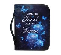 Ceudet Housse de bible de transport pour femmes et filles - Étui de bible en cuir synthétique avec poignée sur le dessus - Accessoires de protection, chat mignon, taille M, Psaumes et papillons, L