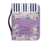 Ceudet Housse de bible en cuir pour femmes et filles - Tournesol et psaume - Sac de transport pour livres de la Bible - Sac d'église avec poignées et poches, Fleur et Psaume, xx-large