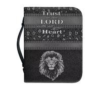 Ceudet Housse de bible en cuir pour femmes et filles - Tournesol et psaume - Sac de transport pour livres de la Bible - Sac d'église avec poignées et poches, Tigre et Écriture, M