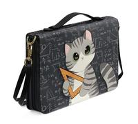 Ceudet Housse de bible en cuir pour homme et femme avec poches, housse de protection pour livre, Chat d'apprentissage, xx-large