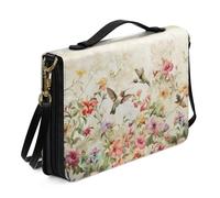 Ceudet Housse de bible en cuir pour homme et femme avec poches, housse de protection pour livre, Fleur en nid d'abeille, L