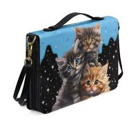 Ceudet Housse de bible en cuir pour homme et femme avec poches, housse de protection pour livre, Trois chats, x-large