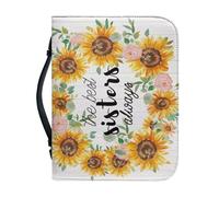 Ceudet Housse de bible en cuir pour homme et femme, étui de transport pour église, école, voyage, protection de la Bible tendance avec poignée, Tournesol Rose the Best Sisters Always, X-Large