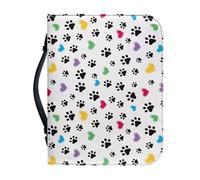 Ceudet Housse de bible en cuir pour homme et femme, Patte de chien noire et amour coloré, M