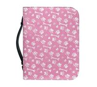 Ceudet Housse de bible en cuir pour homme et femme, Pink Love and White Dog Paws01, L