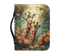 Ceudet Housse de bible en cuir synthétique avec imprimé colibri rose chinoise, sac de transport pour bible, sac à livres avec poignée supérieure, sac pour les écritures d'église, L, Girafe rétro, L