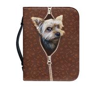 Ceudet Housse de bible en cuir synthétique avec poignée et fermeture éclair pour fournitures d'étude biblique - Motif rose bleue - Taille M, Cairn Terrier Paw Bone, x-large