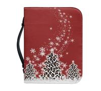 Ceudet Housse de bible en cuir synthétique avec poignée - Étui de transport pour église à fermeture éclair - Cadeau de Noël pour la famille, taille XXL, Sapin de Noël., L