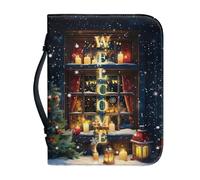 Ceudet Housse de bible en cuir synthétique avec poignée - Étui de transport pour église à fermeture éclair - Cadeau de Noël pour la famille, taille XXL, Réveillon de Noël., M