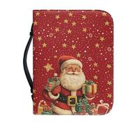 Ceudet Housse de bible en cuir synthétique avec poignée - Étui de transport pour église à fermeture éclair - Cadeau de Noël pour la famille, taille XXL, Père Noël., x-large
