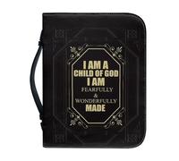 Ceudet Housse de bible en cuir synthétique imprimé peau de vache pour femme avec poignée et poche zippée pour filles, fournitures d'étude biblique, cadeaux AArt XL, Aphorisme Biblique Noir,
