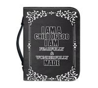 Ceudet Housse de bible en cuir synthétique imprimé peau de vache pour femme avec poignée et poche zippée pour filles, fournitures d'étude biblique, cadeaux AArt XL, Aphorisme biblique gris,
