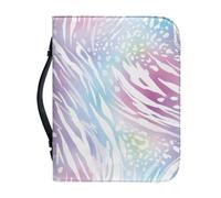 Ceudet Housse de bible en cuir synthétique imprimé peau de vache pour femme avec poignée et poche zippée pour filles, fournitures d'étude biblique, cadeaux AArt XL, Ondulation colorée, 2XL-12"x9"x2.4"