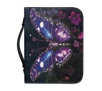 Ceudet Housse de bible en cuir synthétique pour homme et femme - Motif drapeau américain - Grand sac de bible avec poignée - Fermeture éclair - Pour fournitures d'étude biblique, taille XXL, Papillon