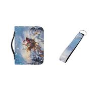 Ceudet Housse de bible en cuir synthétique pour homme et femme - Motif papillon rose - Porte-clés multifonction, Père Noël cerf, 2XL(12*9*2.4 inches)