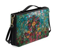 Ceudet Housse de Bible en forme de papillon avec poignée pour femmes et filles, sac de bible en cuir à fleurs avec bandoulière Sac d'église portable, Ais Good All The Time, taille 2XL, Croix Fleur -