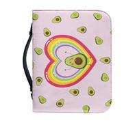 Ceudet Housse de bible extra large en cuir pour homme et femme - Couverture de la Bible moyenne, Avocat cœur arc-en-ciel, L