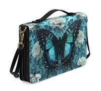 Ceudet Housse de bible imprimée colibri rose blanche pour homme et femme - Sac de bible novlety avec poignée supérieure et sangle - Sac fourre-tout pour église, Papillon Bleu Rose Fleurs, L