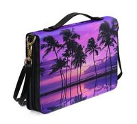 Ceudet Housse de bible imprimée colibri rose blanche pour homme et femme - Sac de bible novlety avec poignée supérieure et sangle - Sac fourre-tout pour église, Palmiers coucher de soleil hawaïen,