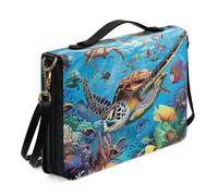 Ceudet Housse de bible imprimée colibri rose blanche pour homme et femme - Sac de bible novlety avec poignée supérieure et sangle - Sac fourre-tout pour église, Tortue de mer, 2 XL