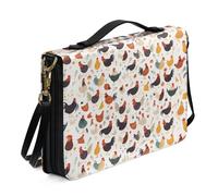 Ceudet Housse de bible imprimée colibri rose blanche pour homme et femme - Sac de bible novlety avec poignée supérieure et sangle - Sac fourre-tout pour église, Coq de dessin animé, L