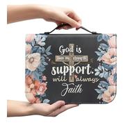 Ceudet Housse de bible marron pour homme et femme, sac de transport classique avec fermeture éclair pour église, grand livre, protection de la Bible Trust in The Awith All Your Heart, Texte Fleurs