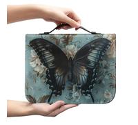 Ceudet Housse de bible marron pour homme et femme, sac de transport classique avec fermeture éclair pour église, grand livre, protection de la Bible Trust in The Awith All Your Heart, Papillon Bleu