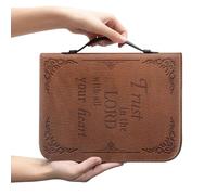 Ceudet Housse de bible marron pour homme et femme, sac de transport classique avec fermeture éclair pour église, grand livre, protection de la Bible Trust in The Awith All Your Heart, Noeud Papillon