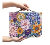 Ceudet Housse de bible marron pour homme et femme, sac de transport classique avec fermeture éclair pour église, grand livre, protection de la Bible Trust in The Awith All Your Heart, Motif fleurs