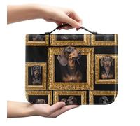 Ceudet Housse de bible marron pour homme et femme, sac de transport classique avec fermeture éclair pour église, grand livre, protection de la Bible Trust in The Awith All Your Heart, Teckel noir, L
