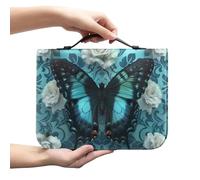 Ceudet Housse de bible marron pour homme et femme, sac de transport classique avec fermeture éclair pour église, grand livre, protection de la Bible Trust in The Awith All Your Heart, Papillon Bleu
