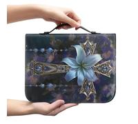 Ceudet Housse de bible marron pour homme et femme, sac de transport classique avec fermeture éclair pour église, grand livre, protection de la Bible Trust in The Awith All Your Heart, Croix Fleurs