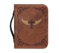 Ceudet Housse de bible multifonction pour homme et femme avec fermeture éclair et poignée pour étudier la Bible, Cross Wing, M