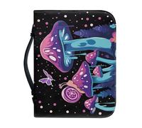 Ceudet Housse de bible multifonction pour homme et femme avec fermeture éclair et poignée pour étudier la Bible, Papillon champignon, XXL