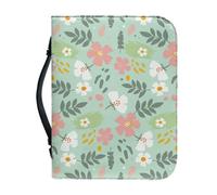 Ceudet Housse de bible multifonction pour homme et femme avec fermeture éclair et poignée pour étudier la Bible, Feuilles de fleurs., M
