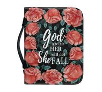 Ceudet Housse de bible multifonction pour homme et femme avec fermeture éclair et poignée pour étudier la Bible, rose, XL