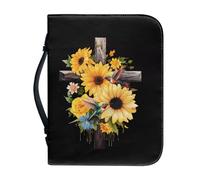 Ceudet Housse de bible multifonction pour homme et femme avec fermeture éclair et poignée pour étudier la Bible, Oiseau tournesol, XL