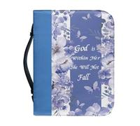 Ceudet Housse de bible multifonction pour homme et femme avec fermeture éclair et poignée pour étudier la Bible, Fleur Papillon., L
