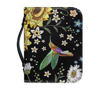 Ceudet Housse de bible multifonction pour homme et femme avec fermeture éclair et poignée pour étudier la Bible, Marguerite et tournesol, XXL